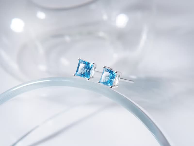 冰精靈 | 拓帕石 方形切割 爪鑲 耳環 生日禮物 日常穿搭 職場配