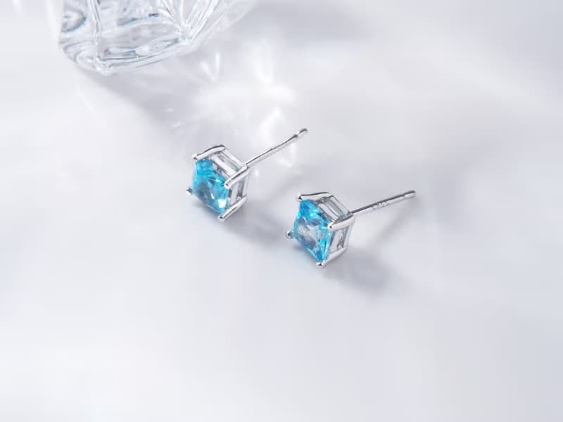 冰精靈 | 拓帕石 方形切割 爪鑲 耳環 生日禮物 日常穿搭 職場配