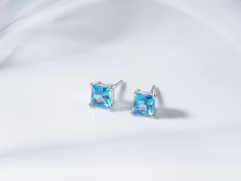 冰精靈 | 拓帕石 方形切割 爪鑲 耳環 生日禮物 日常穿搭 職場配