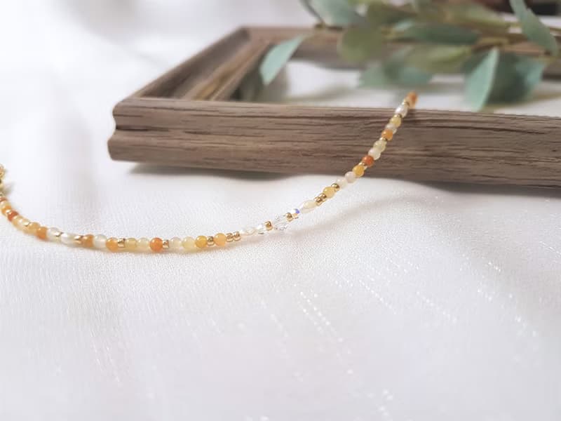 澄花 ‧ 黃玉 水晶 珍珠 串珠 細手環 11月誕生石