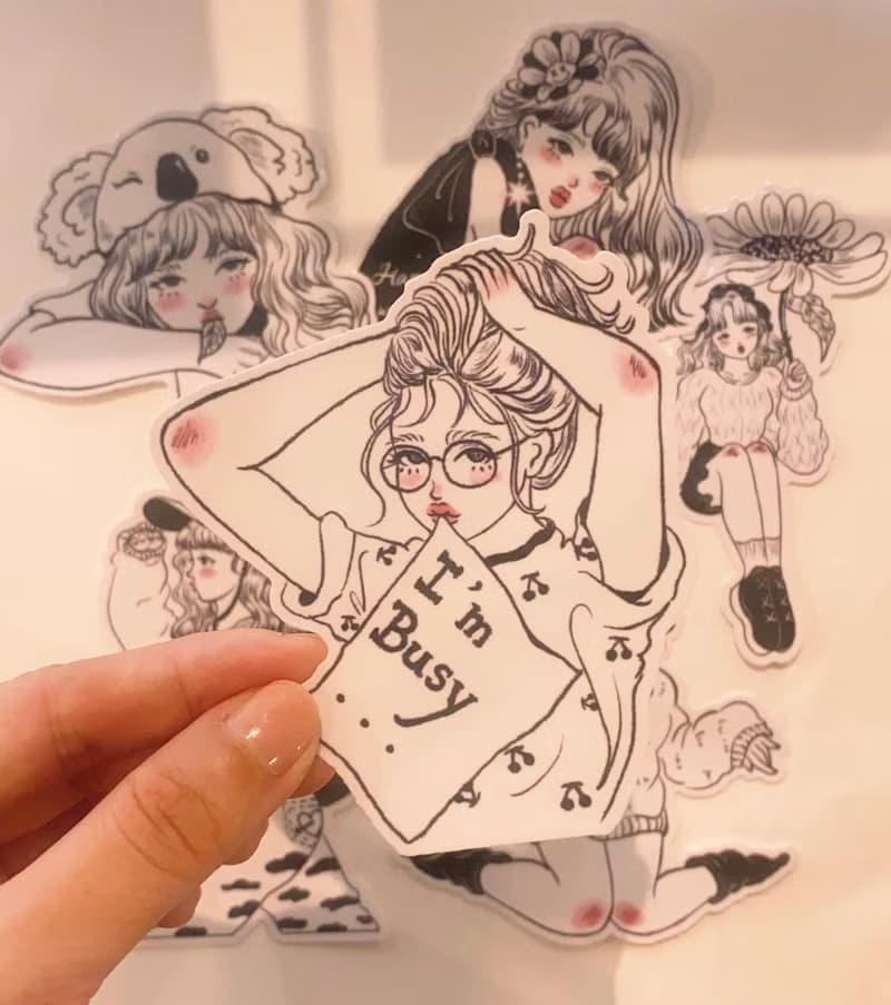 be you own girls 插畫透明貼紙 六張入