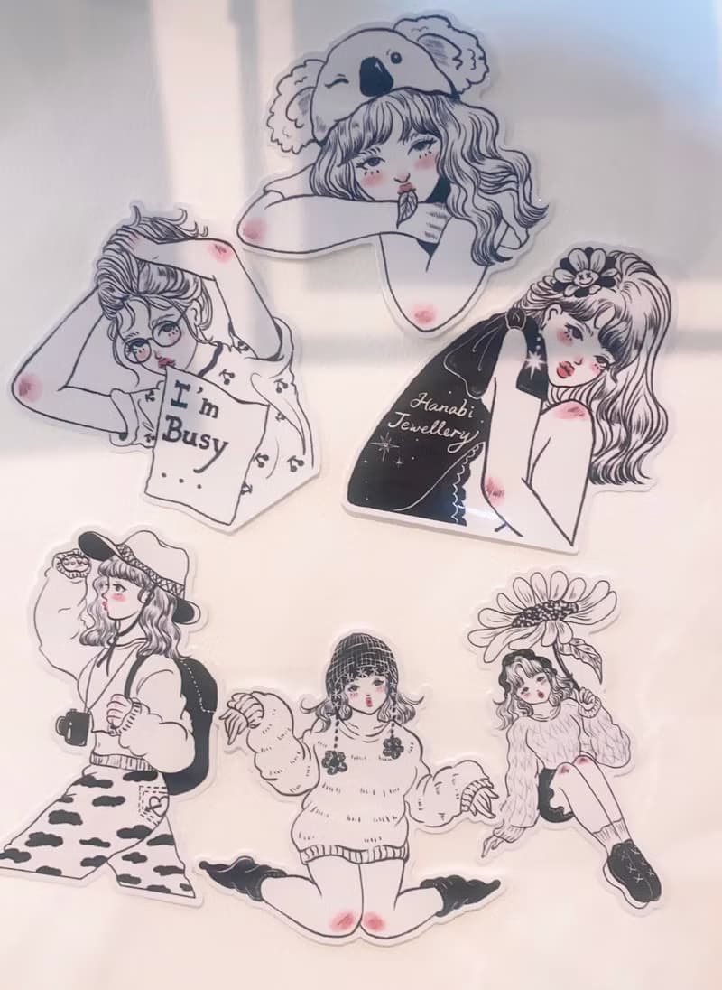 be you own girls 插畫透明貼紙 六張入