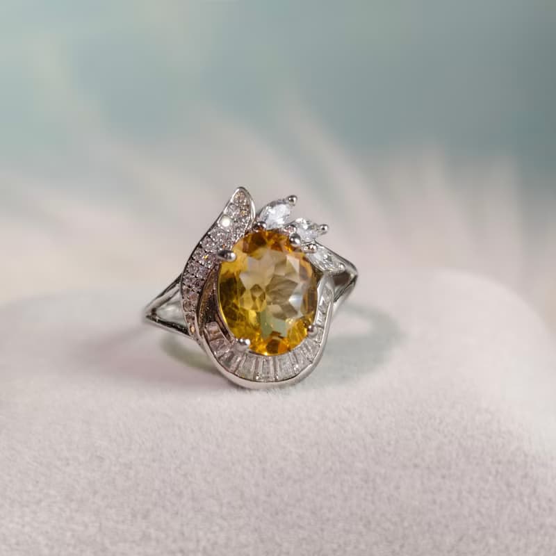 黃水晶 精緻戒指 天然黃水晶 招財 提升氣場 帶來好運 純銀製作