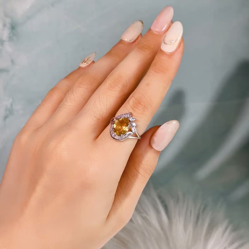 黃水晶 精緻戒指 天然黃水晶 招財 提升氣場 帶來好運 純銀製作