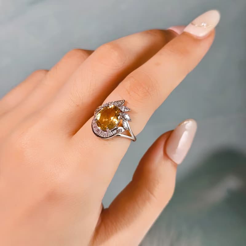 黃水晶 精緻戒指 天然黃水晶 招財 提升氣場 帶來好運 純銀製作