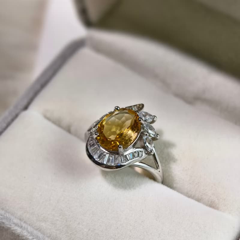 黃水晶 精緻戒指 天然黃水晶 招財 提升氣場 帶來好運 純銀製作