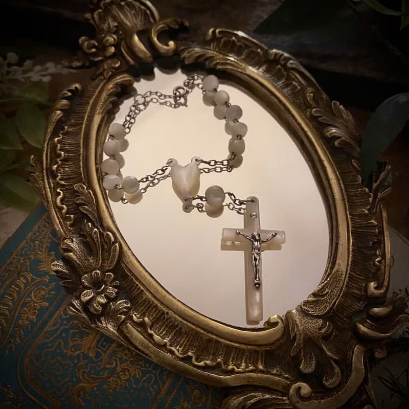 法國天主教 全母貝鍍銀十年念珠*Decade Rosary Bracelet*手鍊