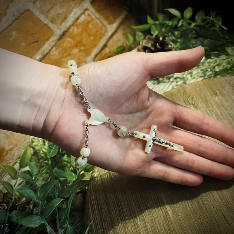 法國天主教 全母貝鍍銀十年念珠*Decade Rosary Bracelet*手鍊