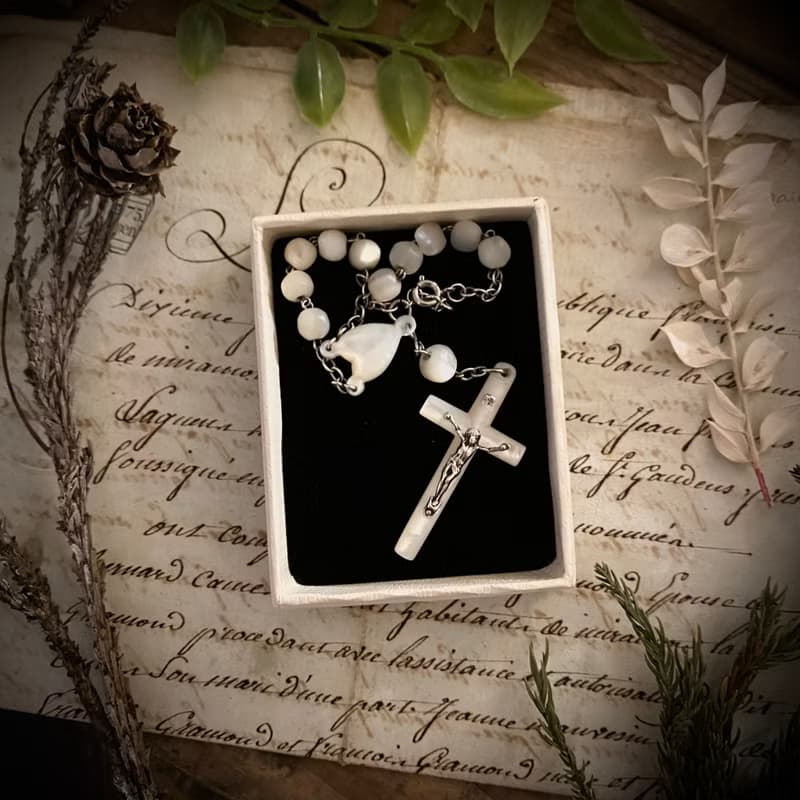 法國天主教 全母貝鍍銀十年念珠*Decade Rosary Bracelet*手鍊