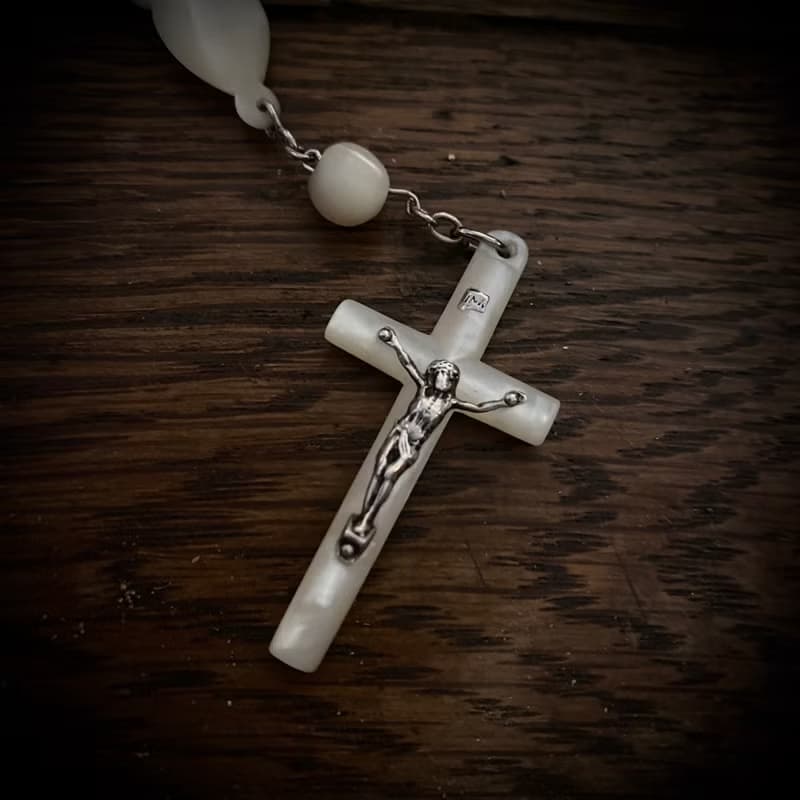 法國天主教 全母貝鍍銀十年念珠*Decade Rosary Bracelet*手鍊