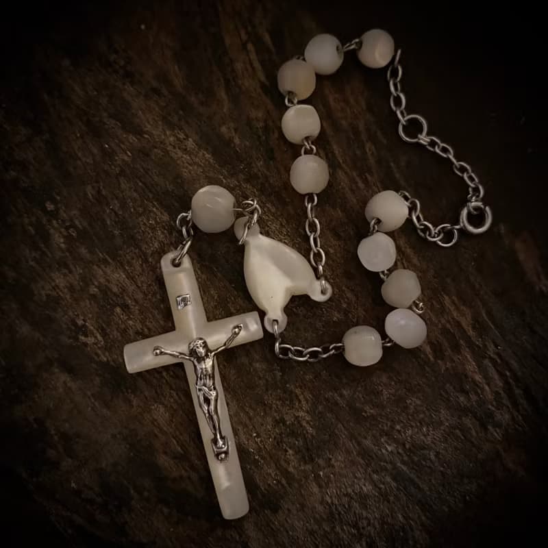 法國天主教 全母貝鍍銀十年念珠*Decade Rosary Bracelet*手鍊