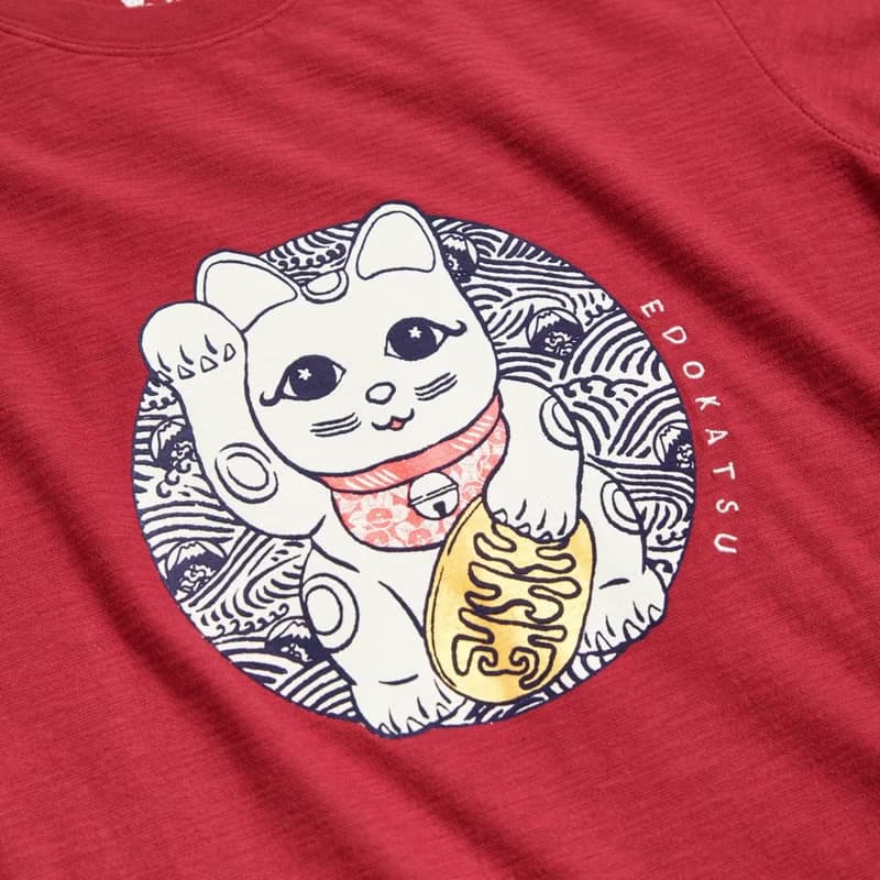 江戶勝 日系 男裝 招財貓短袖T恤(暗桔色) #上衣