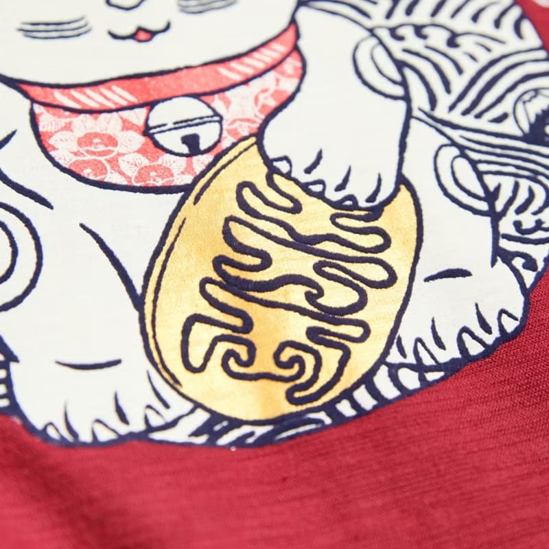 江戶勝 日系 男裝 招財貓短袖T恤(暗桔色) #上衣