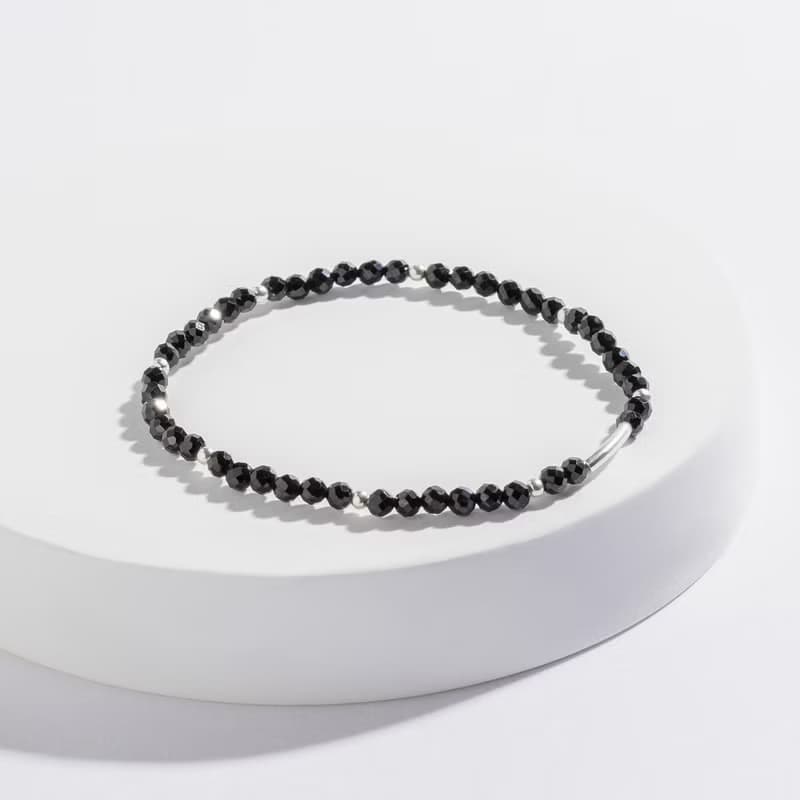 (自信+護身符) 微光時刻 | 黑尖晶 S925純銀 | 天然水晶手鍊