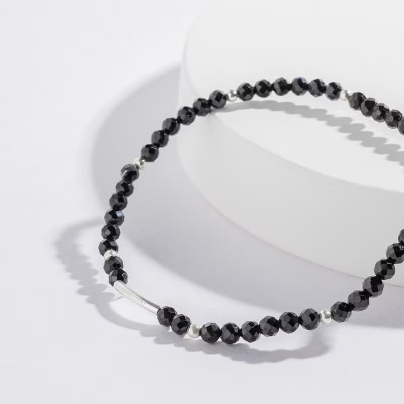 (自信+護身符) 微光時刻 | 黑尖晶 S925純銀 | 天然水晶手鍊