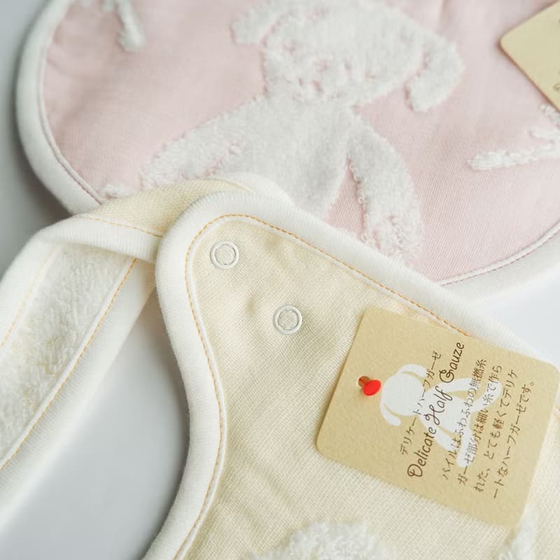 【kontex】日本製純棉圍兜口水巾 Macaron系列棉紗狗狗(三色可選)