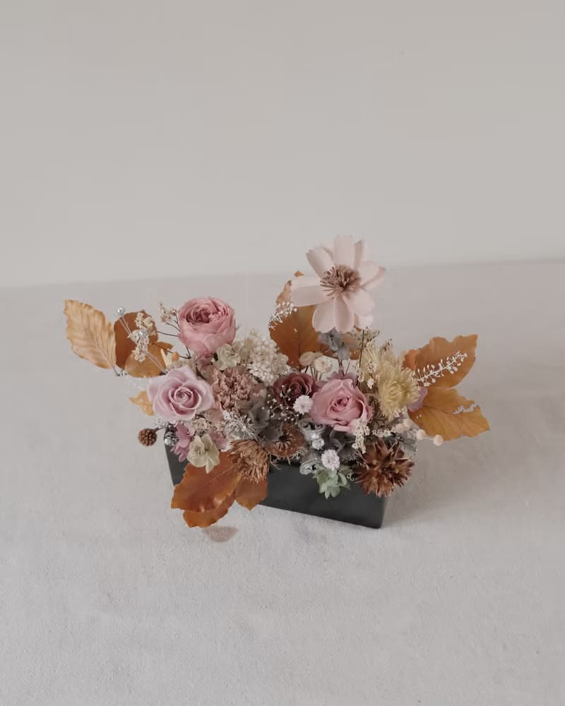 xuli.96 微醺玫瑰粉永生花桌花 開幕花禮