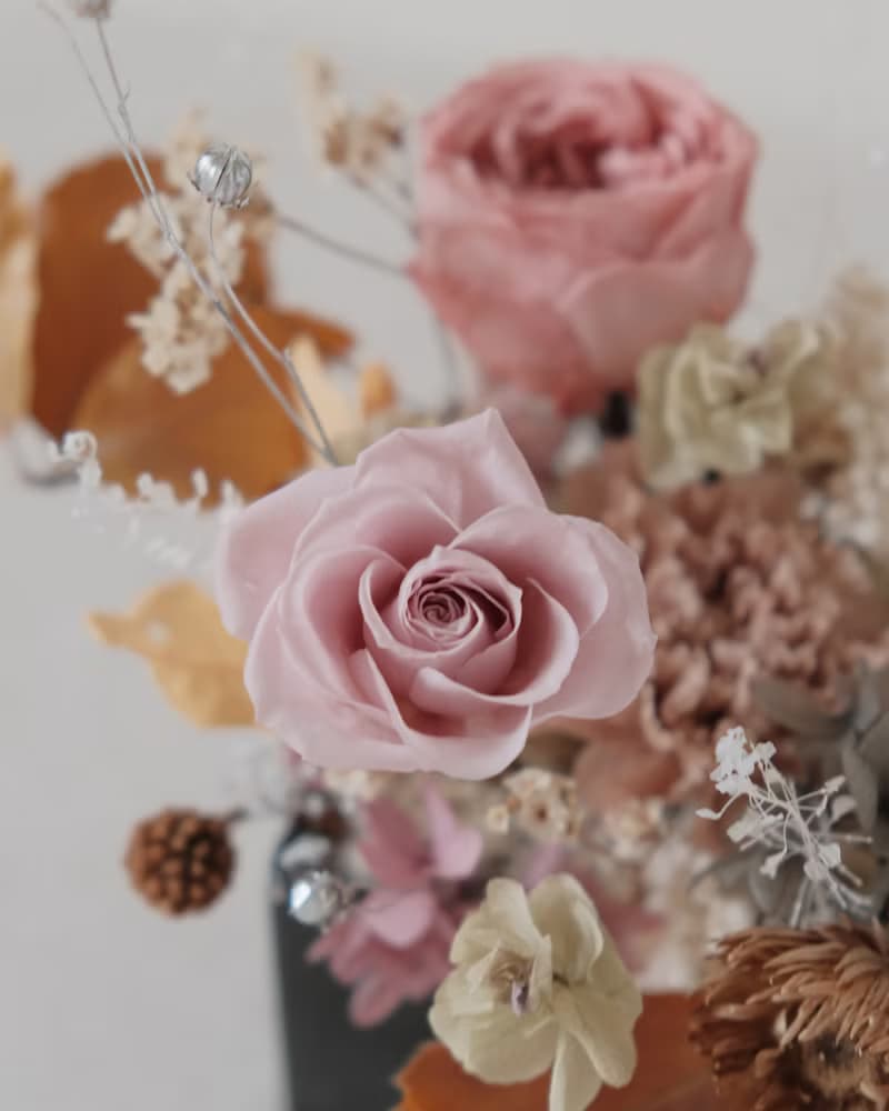 xuli.96 微醺玫瑰粉永生花桌花 開幕花禮