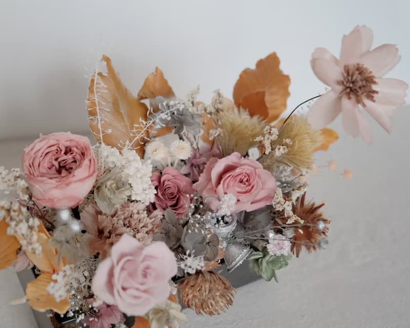 xuli.96 微醺玫瑰粉永生花桌花 開幕花禮