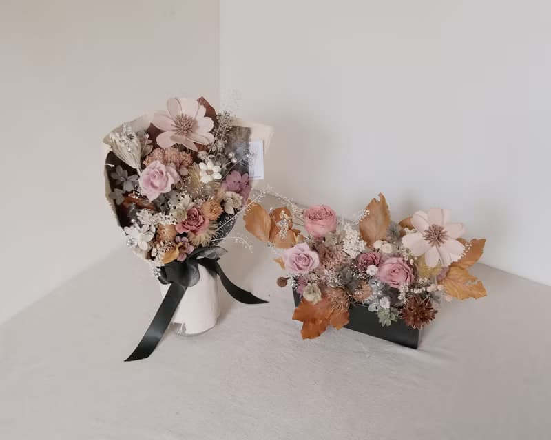 xuli.96 微醺玫瑰粉永生花桌花 開幕花禮