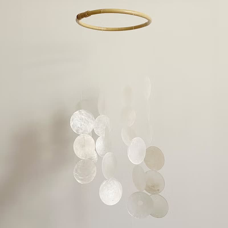 PRE-MADE | Italian xylophone_White Circle | Shell Wind Chime Mobile | #0-326