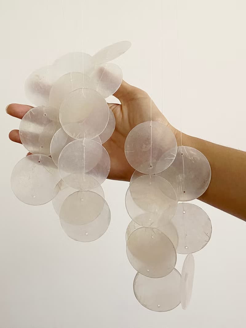 PRE-MADE | Italian xylophone_White Circle | Shell Wind Chime Mobile | #0-326