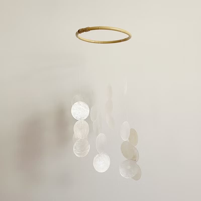 PRE-MADE | Italian xylophone_White Circle | Shell Wind Chime Mobile | #0-326