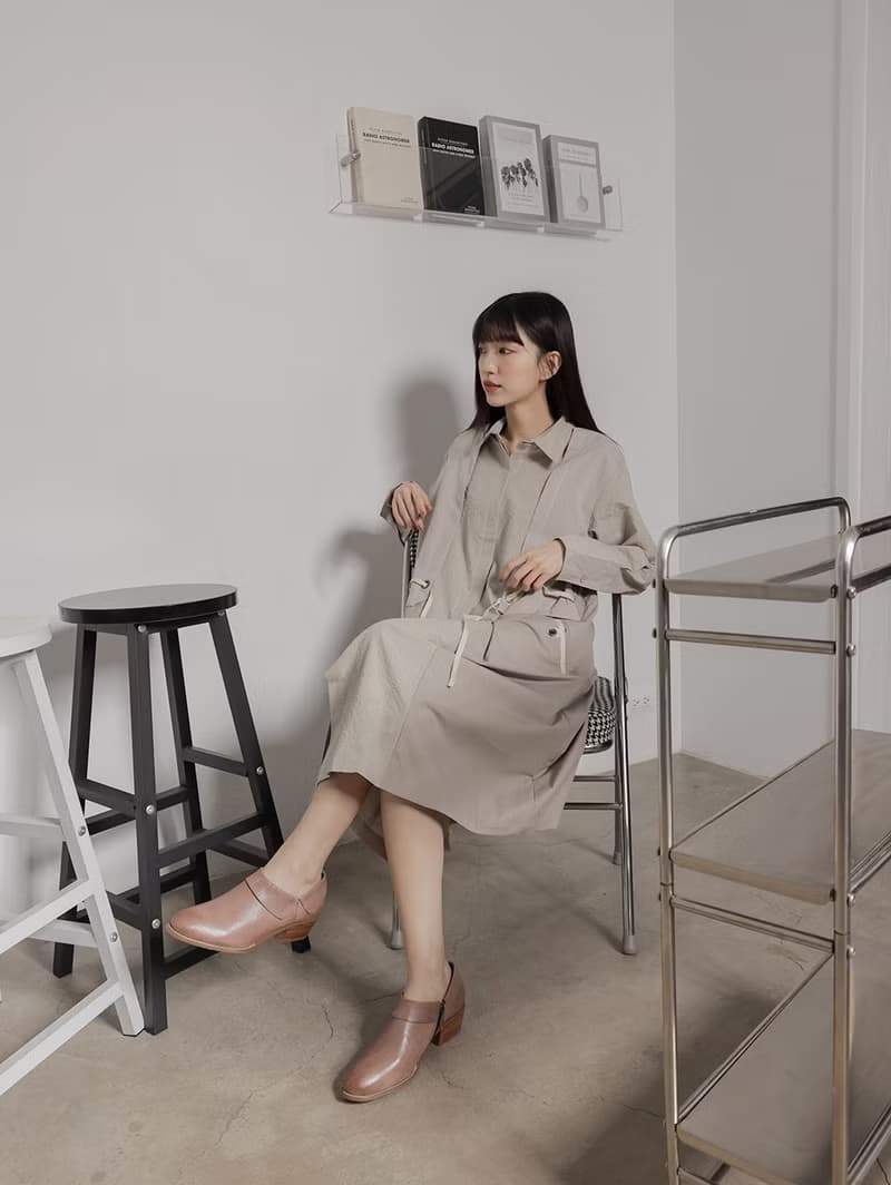 supportingrole A+ 金屬拉鍊擦色壓紋真皮中跟牛津鞋 奶油咖啡
