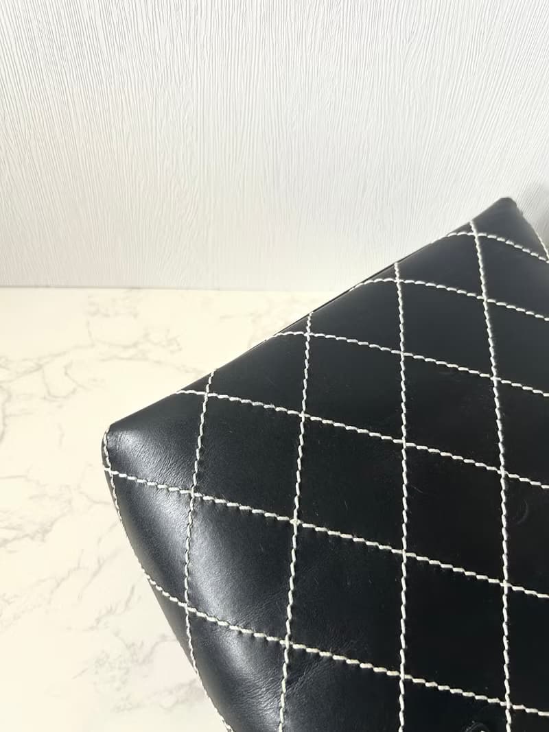 稀有中古二手Chanel Vivian黑色金標皮革小托特包單肩側背孭手袋