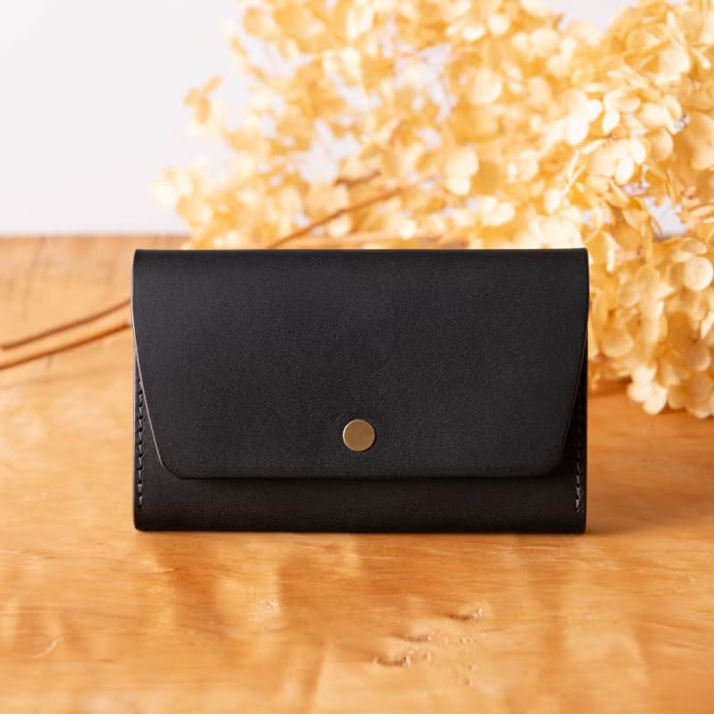 シンプルなマチつきカードケース 名刺入れ　Patan-card マチつき #Black【入学祝】【就職祝】【カスタム可能なギフト】