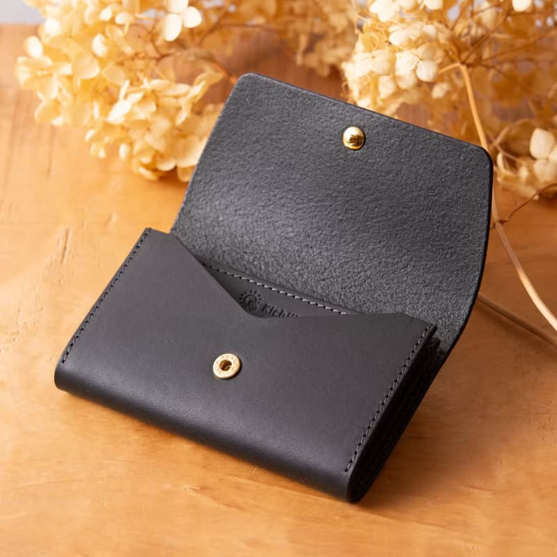 シンプルなマチつきカードケース 名刺入れ　Patan-card マチつき #Black【入学祝】【就職祝】【カスタム可能なギフト】