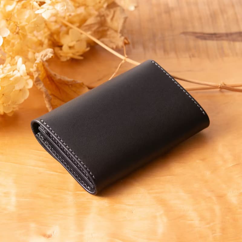シンプルなマチつきカードケース 名刺入れ　Patan-card マチつき #Black【入学祝】【就職祝】【カスタム可能なギフト】