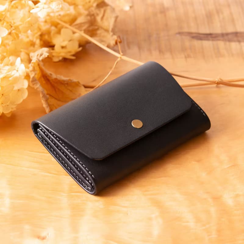 シンプルなマチつきカードケース 名刺入れ　Patan-card マチつき #Black【入学祝】【就職祝】【カスタム可能なギフト】