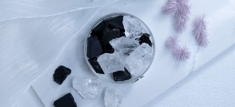 天然擴香礦石 櫸木-極光燈組 白水晶+黑曜石