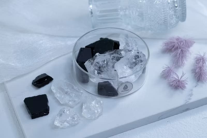 天然擴香礦石 櫸木-極光燈組 白水晶+黑曜石