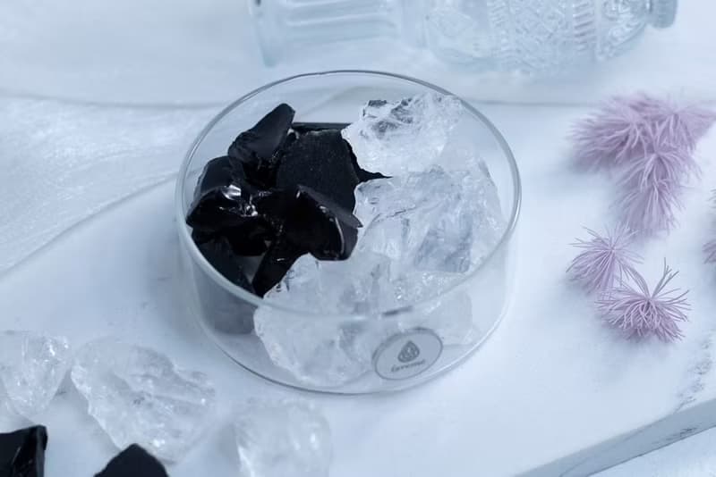 天然擴香礦石 櫸木-極光燈組 白水晶+黑曜石