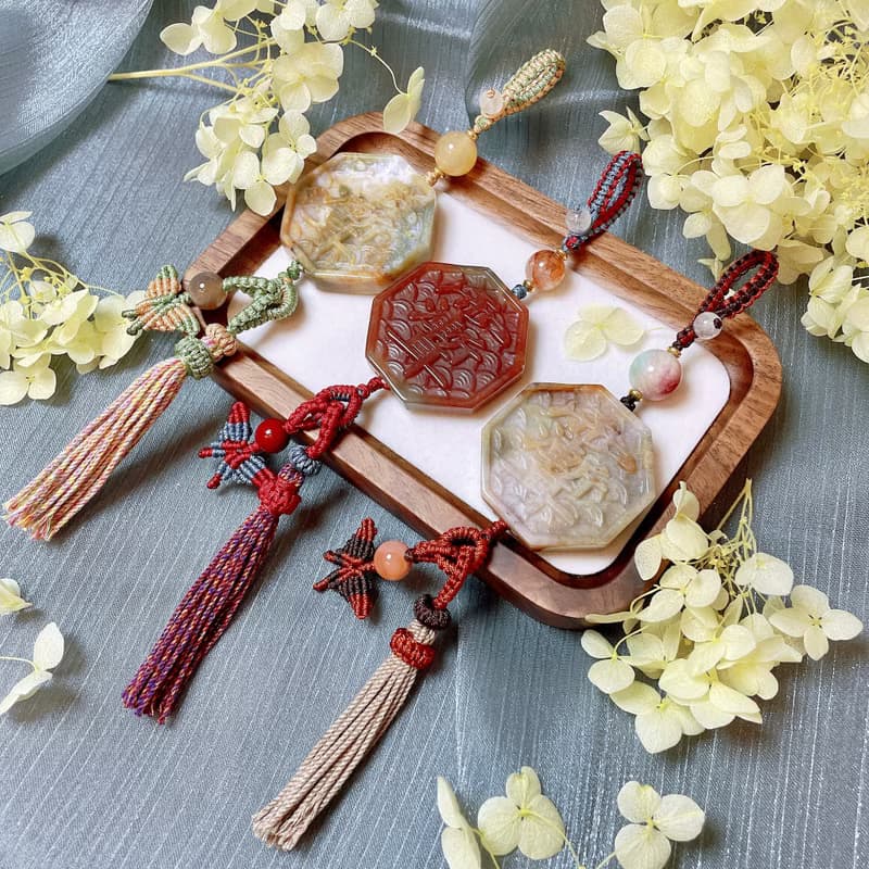 海洋碧玉紫微諱雨漸耳編繩吊飾