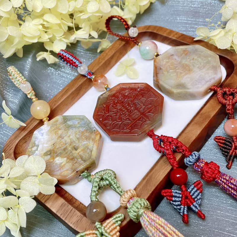 海洋碧玉紫微諱雨漸耳編繩吊飾