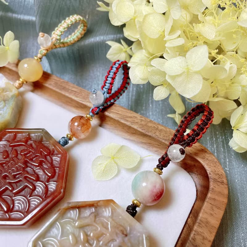 海洋碧玉紫微諱雨漸耳編繩吊飾