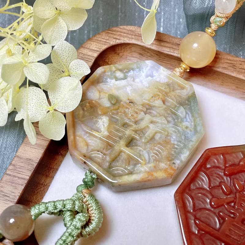 海洋碧玉紫微諱雨漸耳編繩吊飾