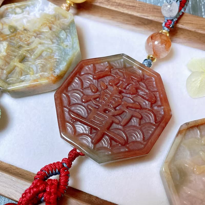 海洋碧玉紫微諱雨漸耳編繩吊飾