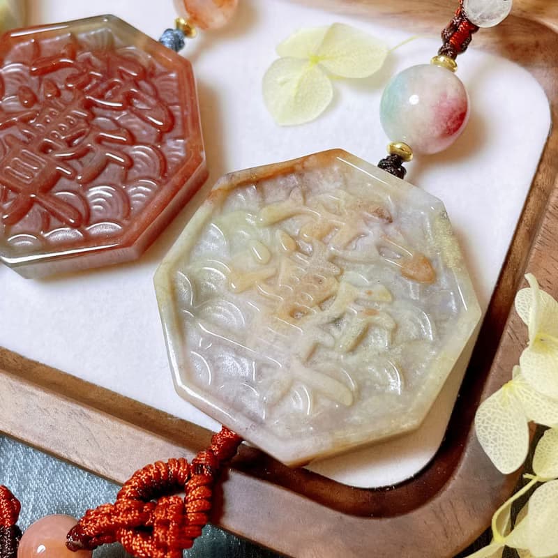 海洋碧玉紫微諱雨漸耳編繩吊飾