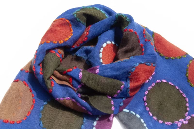喀什米爾Cashmere/水煮羊毛披肩/針織圍巾/刺繡圍巾/羊絨披巾-圓