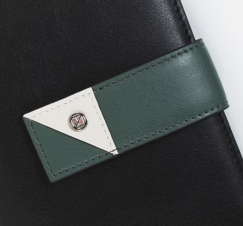 Two-Tone Flap Wallet 素皮革拼色錢包 ( 黑色 x 綠色 )