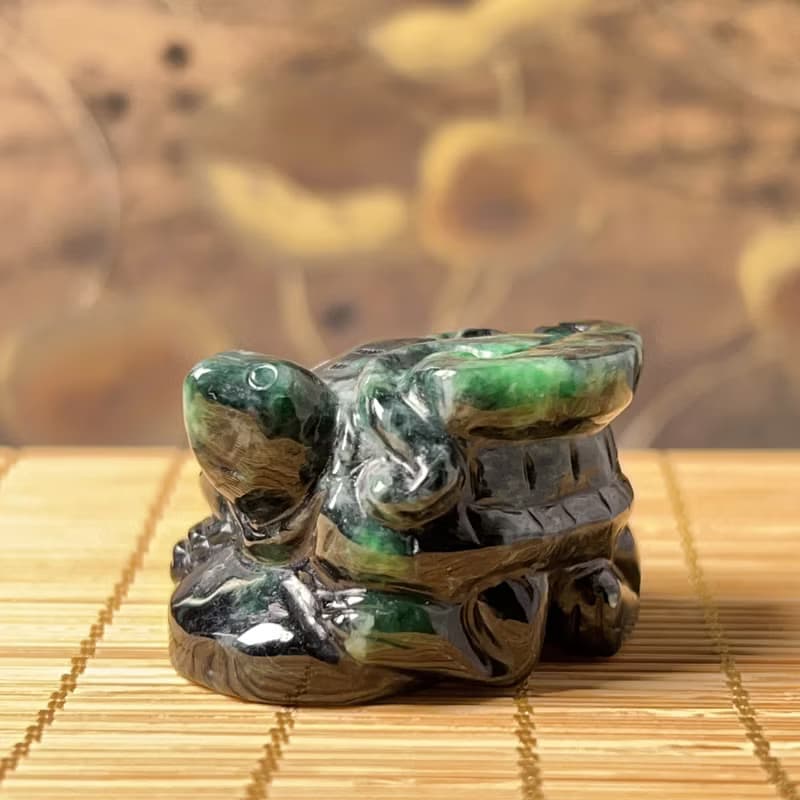 【吉祥‧長壽】飄花翡翠烏龜 | 天然緬甸A貨翡翠 | 送禮