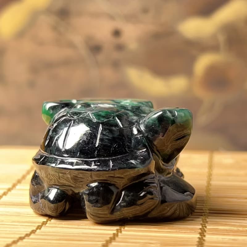 【吉祥‧長壽】飄花翡翠烏龜 | 天然緬甸A貨翡翠 | 送禮