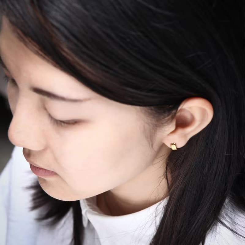 DISSOLVE設計師原創 簡約中線凹邊女耳環 銀金玫瑰金可選