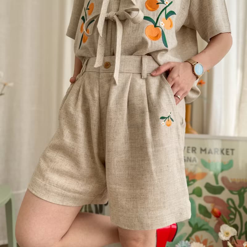 Ribbon Sun-kissed Top & Shorts : Natural