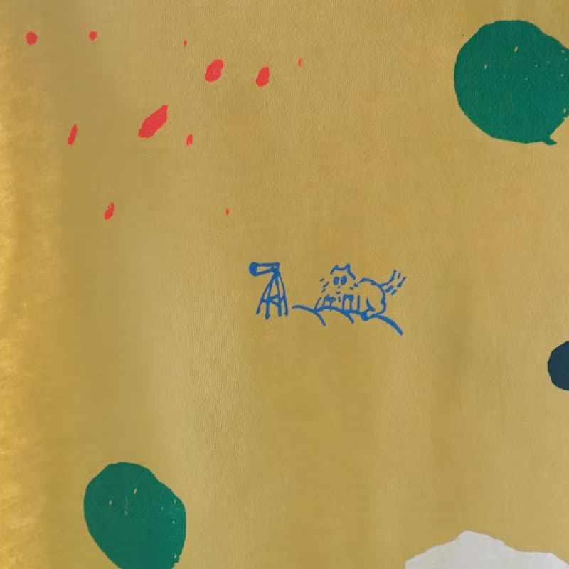 BABY&KIDS 丁丁小子、迷迷、小波  芥末亮黃色夏日手工印花短袖純