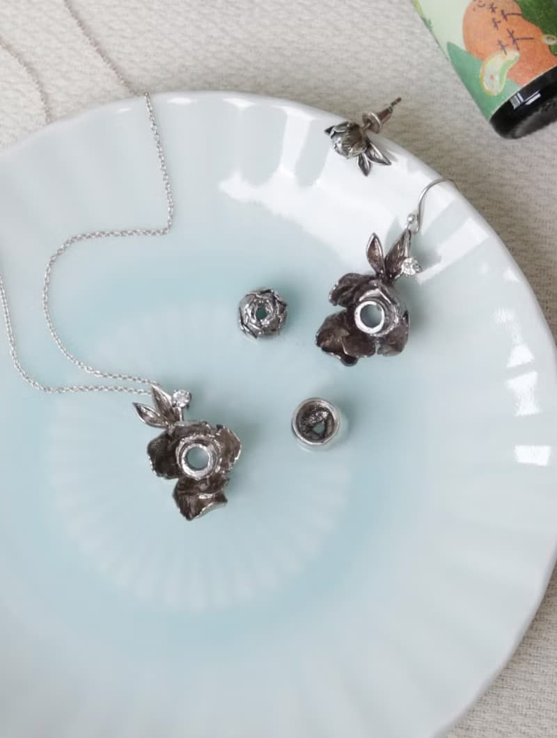 愛情的味道 純銀芍藥花 精油香氛耳環